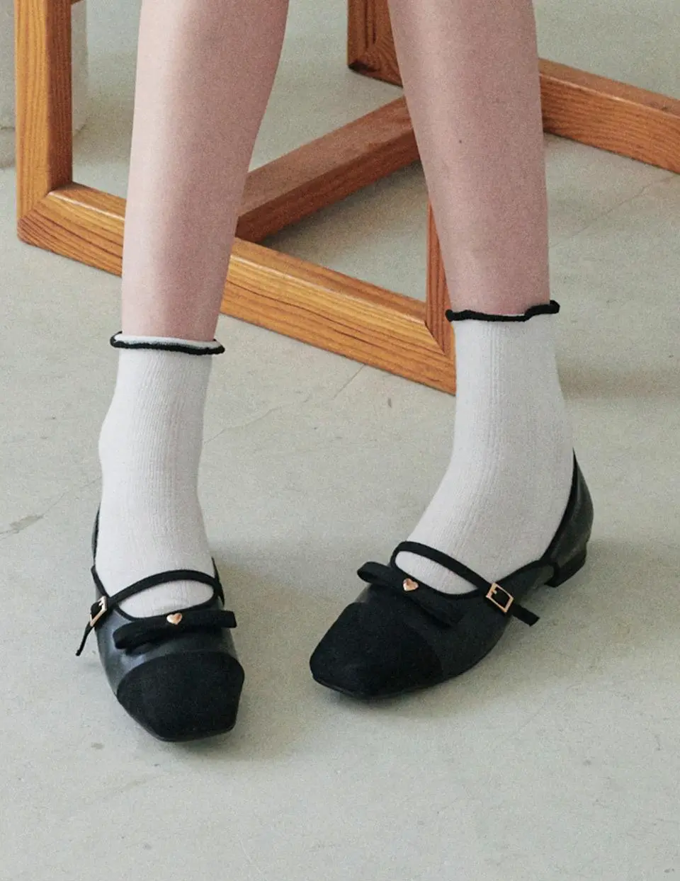 Heart Ribbon Mary Jane Flats (ljh7123)