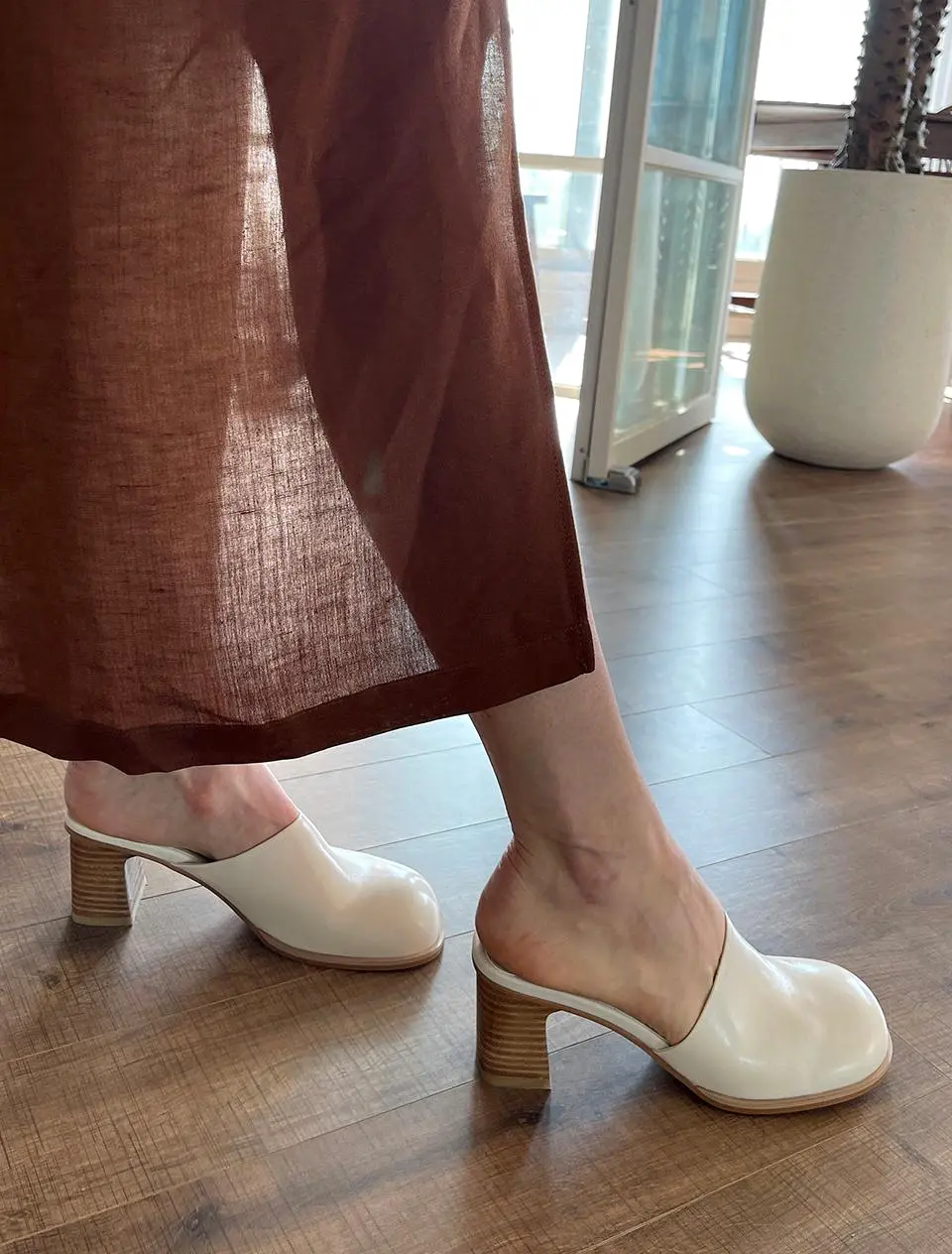 COY Chunky Shaped 6cm Round Mule Shoes