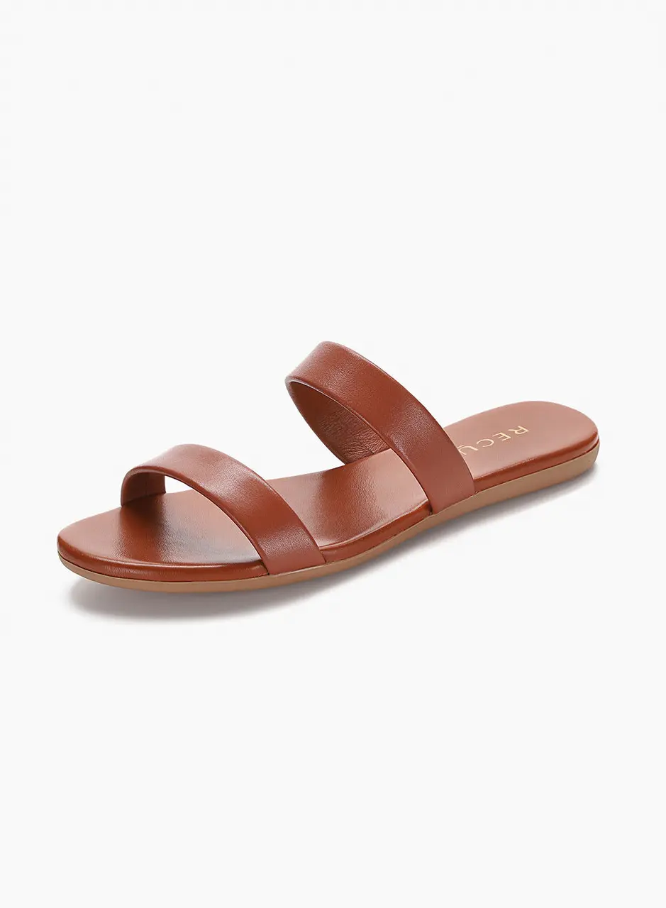 Anello Modern Padded Double Strap Slides - Ginger