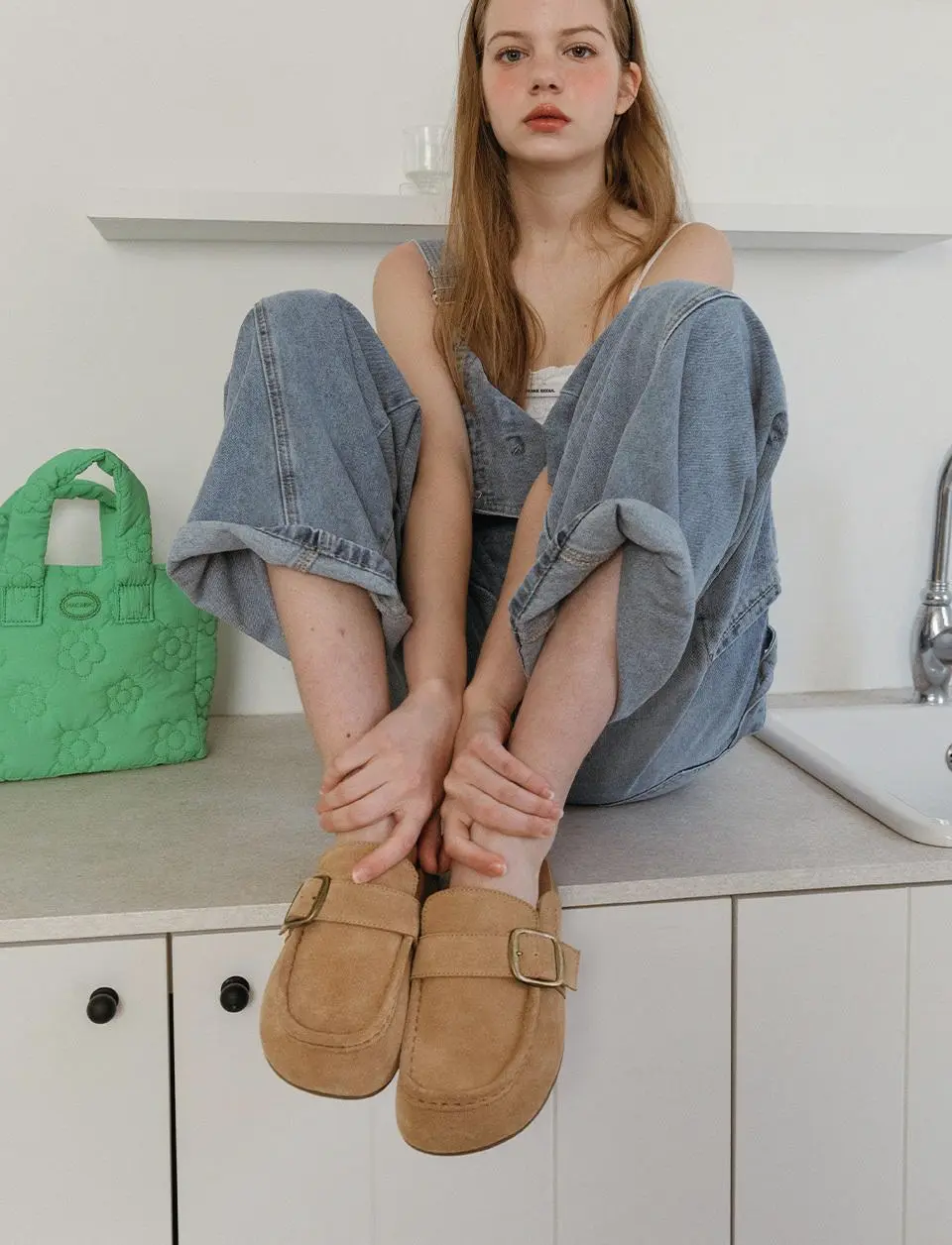 Natural Cowhide Leather Unisex All-Season 2.5cm Mule Slides