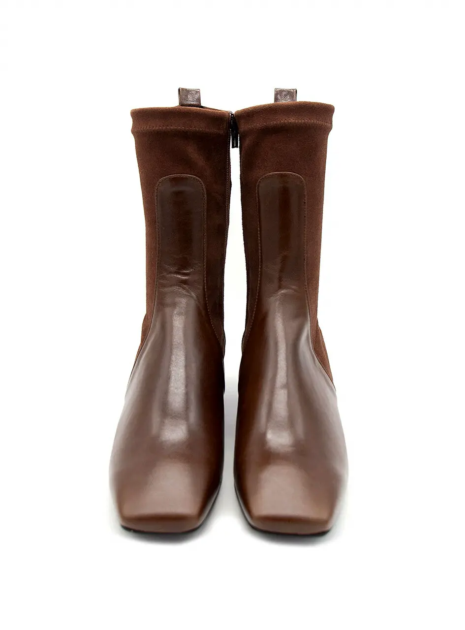 Two Parts Ankle Boots - Brown